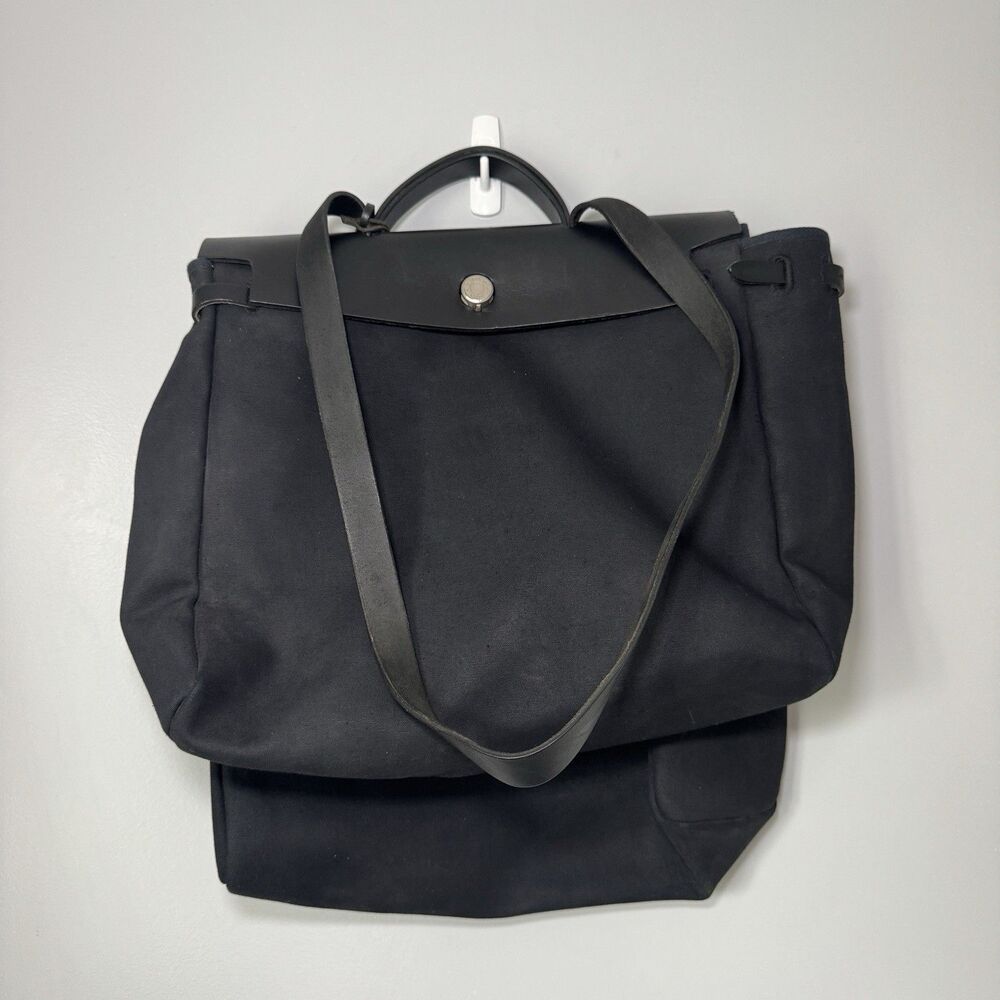 Vintage Hermès 2011 Toile Herbag Black Backpack Canvas Palladium Hardware